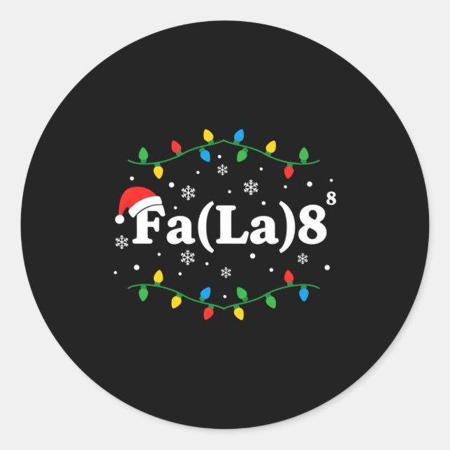Sticker Rond Christmas Fa(la) 8 Funny Caroling Lights Santa Hat (Devant)