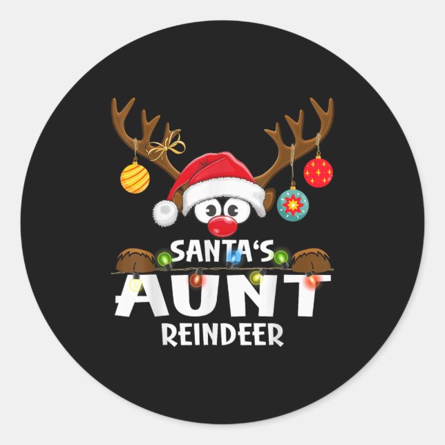 Sticker Rond Christmas Family Santa's Aunt Reindeer Pajama  (Devant)
