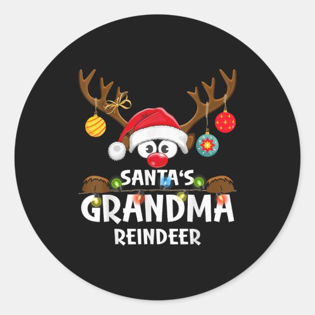 Sticker Rond Christmas Family Santa's Grandma Reindeer Pajama  (Devant)