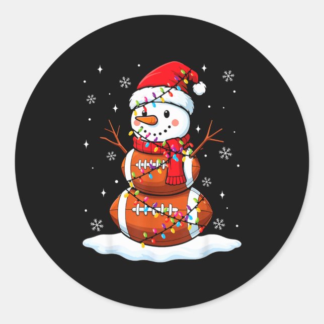 Sticker Rond Christmas Football Snowman Kids Football Christmas (Devant)