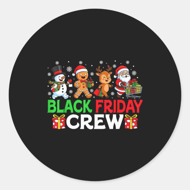Sticker Rond Christmas Friday Shopng Crew Black Shopng Family F (Devant)