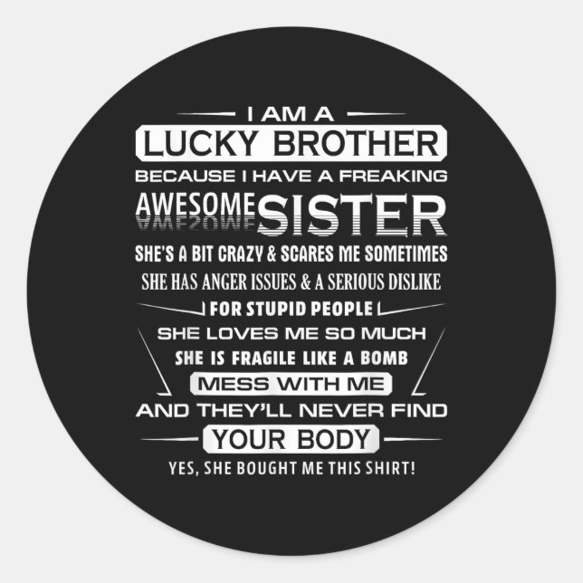 Sticker Rond Christmas Fun For Brother From Sister 1  (Devant)