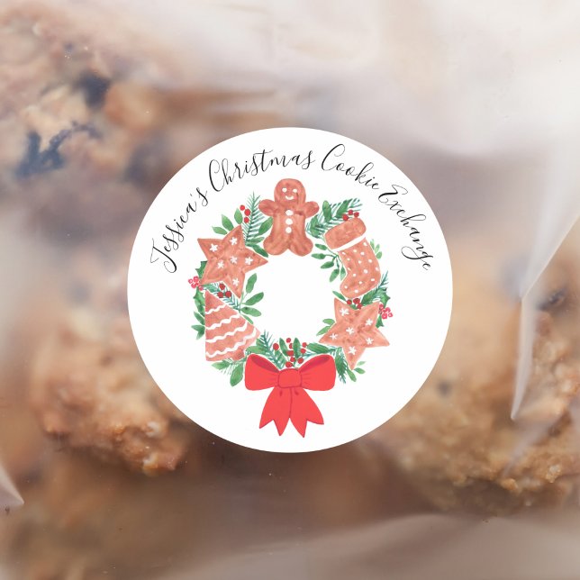 Sticker Rond Christmas Gingerbread Cookie Exchange  (Créateur téléchargé)