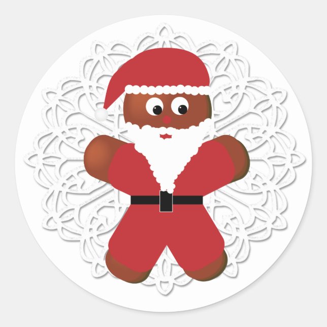 Sticker Rond Christmas Gingerbread Cookie Père Noël Doily (Devant)