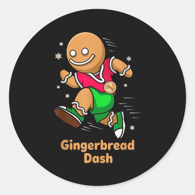 Sticker Rond Christmas Gingerbread Dash Running Runner Xmas Mar (Devant)