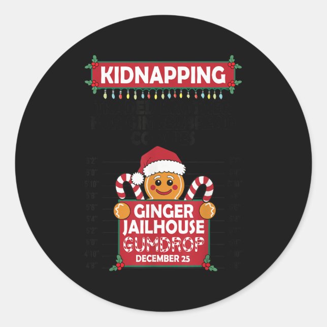 Sticker Rond Christmas Gingerbread Man Ginger Jailhouse Kidnapn (Devant)