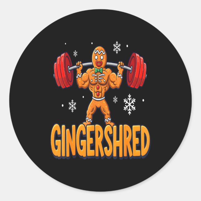 Sticker Rond Christmas Gingershred Gym Bodybuilding Funny Ginge (Devant)