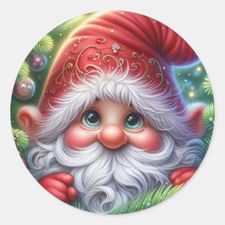 Sticker Rond Christmas Gnome