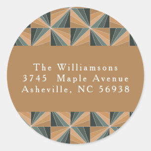 Sticker Rond Christmas Green Vintage Art déco Adresse de retour