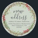 Sticker Rond Christmas Greenery Nous avons déménagé Nouveau éti<br><div class="desc">Christmas greenery nous avons déplacé les étiquettes d'adresse de retour de faire-part mobiles : faites connaître à vos amis et votre famille votre nouvelle adresse avec ces étiquettes d'adresse de retour chic, moderne et simple. Ajoutez simplement vos noms et votre adresse dans la calligraphie de script et la typographie élégante...</div>
