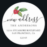 Sticker Rond Christmas Greenery Nous avons déménagé Nouveau éti<br><div class="desc">Christmas greenery nous avons déplacé les étiquettes d'adresse de retour de faire-part mobiles : faites connaître à vos amis et votre famille votre nouvelle adresse avec ces étiquettes d'adresse de retour chic, moderne et simple. Ajoutez simplement vos noms et votre adresse en calligraphie de script hors-noir élégant et en typographie...</div>
