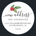 Sticker Rond Christmas Greenery Nous avons déménagé Nouveau éti<br><div class="desc">Christmas greenery nous avons déplacé les étiquettes d'adresse de retour de faire-part mobiles : faites connaître à vos amis et votre famille votre nouvelle adresse avec ces étiquettes d'adresse de retour chic, moderne et simple. Ajoutez simplement vos noms et votre adresse en calligraphie de script hors-noir élégant et en typographie...</div>