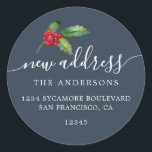 Sticker Rond Christmas Greenery Nous avons déménagé Nouveau éti<br><div class="desc">Christmas greenery nous avons déplacé les étiquettes d'adresse de retour de faire-part mobiles : faites connaître à vos amis et votre famille votre nouvelle adresse avec ces étiquettes d'adresse de retour chic, moderne et simple. Ajoutez simplement vos noms et votre adresse en calligraphie de script élégante et en typographie élégante...</div>