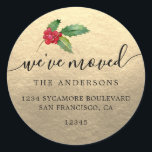 Sticker Rond Christmas Greenery Nous avons déménagé Nouveau éti<br><div class="desc">Christmas greenery nous avons déplacé les étiquettes d'adresse de retour de faire-part mobiles : faites connaître à vos amis et votre famille votre nouvelle adresse avec ces étiquettes d'adresse de retour chic, moderne et simple. Ajoutez simplement vos noms et votre adresse en calligraphie de script noir élégant et typographie élégante...</div>