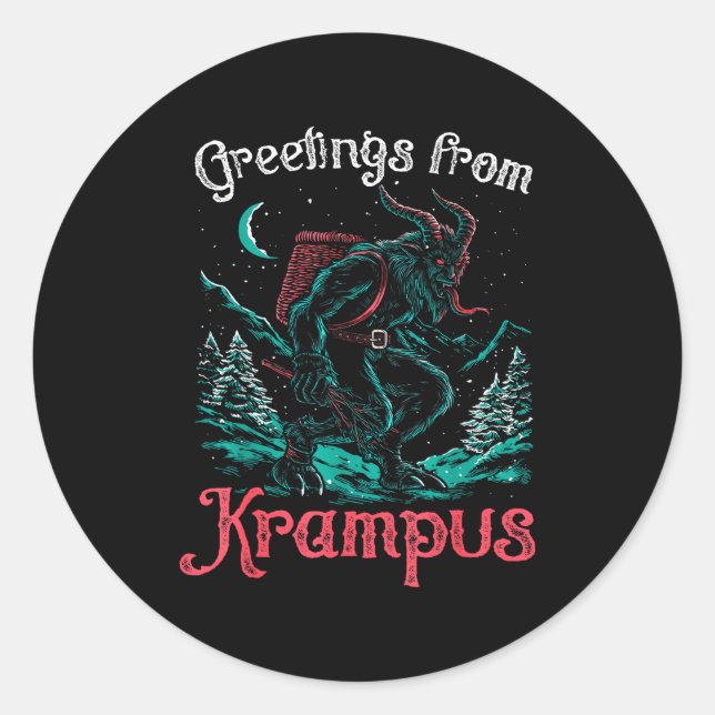 Sticker Rond Christmas Greetings From Ss Vom Krampus Festive Ho (Devant)