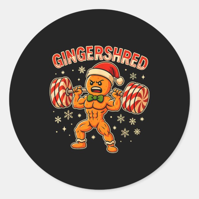 Sticker Rond Christmas Gym Gingerbread Gingershred Xmas Workout (Devant)