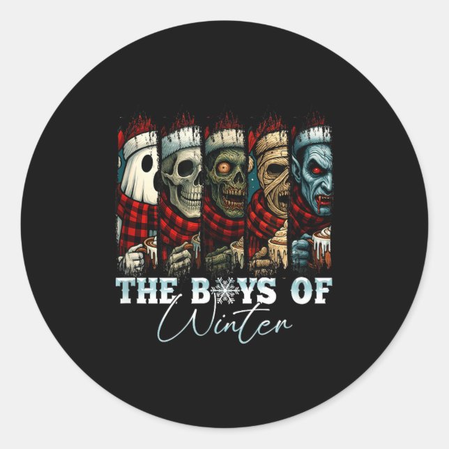 Sticker Rond Christmas Halloween Creepmas Friends Horror Xmas C (Devant)