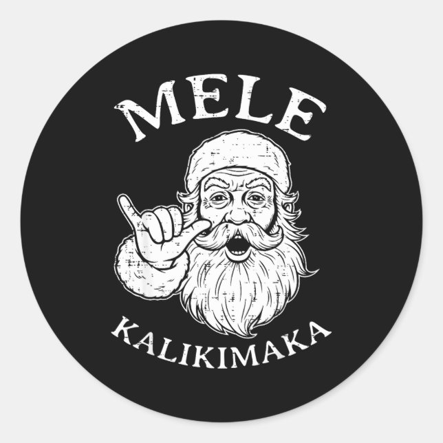 Sticker Rond Christmas Hawaii Santa Mele Kalikimaka Xmas Men Wo (Devant)