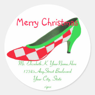 Sticker Rond Christmas High Heel Chaussure Adresse de retour