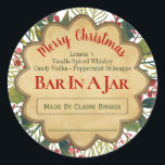 Sticker Rond Christmas Holly Bar Dans Un Mason Jar Idées Étique<br><div class="desc">Réchauffez vos amis et votre famille ce Noël avec une sélection d'esprits que vous avez laissés s'asseoir, en les insufflant de belles épices ou bonbons. C'est un cadeau de Noël parfait pour les hommes de votre vie qui peuvent être difficiles à acheter. Une fois que vous avez versé votre alcool...</div>