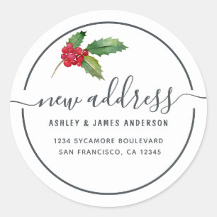 Sticker Rond Christmas Holly Berries Nous avons déménagé une no