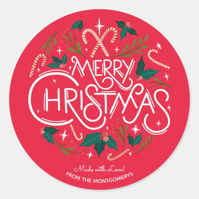 Sticker Rond Christmas Holly Berry Restauration maison (Devant)