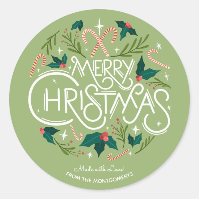 Sticker Rond Christmas Holly Berry Restauration maison (Devant)