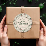 Sticker Rond Christmas Holly Berry Restauration maison<br><div class="desc">Créez des autocollants pour étiquette vos vacances de Noël produits maison,  biscuits,  bonbons,  gâteries,  faveurs de fête et plus encore avec une aquarelle vintage et élégante de verdure sainte et de baies rouges sur un arrière - plan d'ivoire et votre message en lettrage chic.</div>