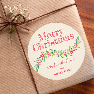 Sticker Rond Christmas Holly Berry Restauration maison