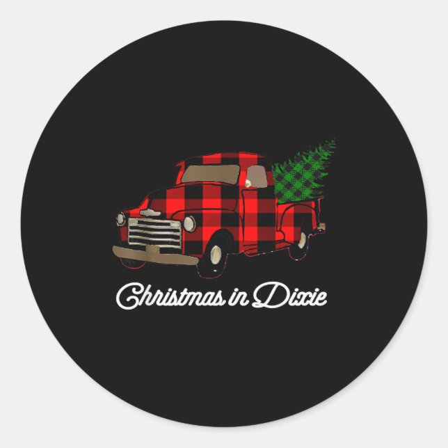 Sticker Rond Christmas In Dixie Down South Plaid Holiday  (Devant)