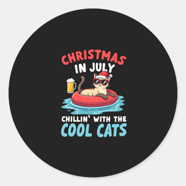 Sticker Rond Christmas In July Daddy Mommy Chillin With The Sia (Devant)