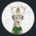 Sticker Rond Christmas Irish Wolfhound et Woof Art Amoureux des<br><div class="desc">Parfait pour l'emballage cadeau et amusant pour l'amoureux des chiens de la race Irish Wolfhound,  cet autocollant de Noël drôle de chien coordonne avec notre emballage de vacances pour chien pour les amoureux de Dachshund.</div>