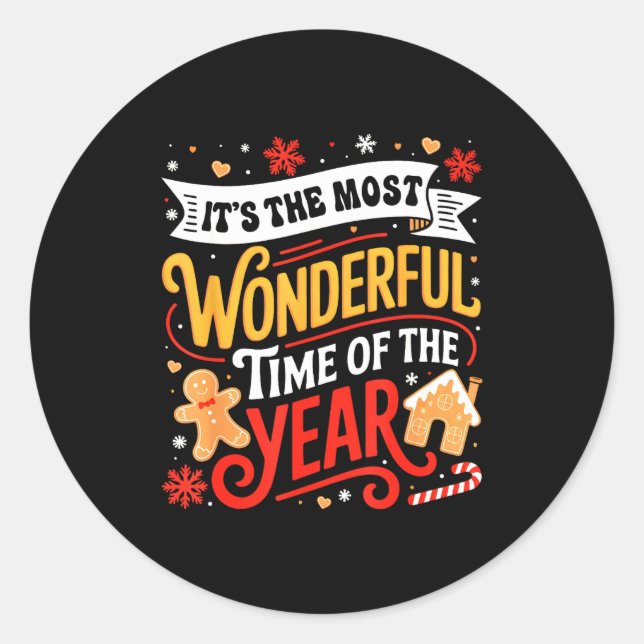Sticker Rond Christmas It's The Most Wonderful Time Of Year Gin (Devant)