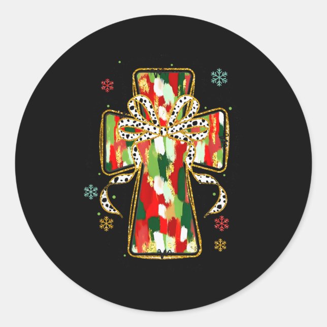 Sticker Rond Christmas Jesus Is The Reason Christian Cross Coqu (Devant)