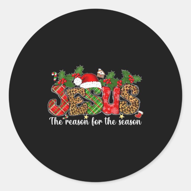 Sticker Rond Christmas Jesus Reason Season Xmas Christian Men W (Devant)