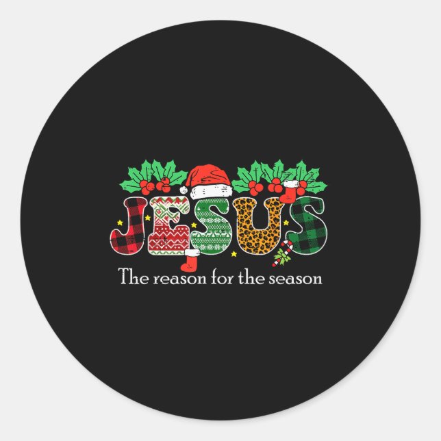 Sticker Rond Christmas Jesus Reason Season Xmas Christian Men W (Devant)