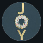 Sticker Rond CHRISTMAS JOY Gold Foil Modern Holiday Favoriser C<br><div class="desc">Customisez avec tout texte. Des éléments correspondants sont disponibles.</div>