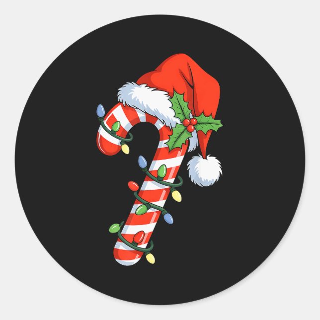 Sticker Rond Christmas Light Candy Cane Santa Xmas Kids Toddler (Devant)