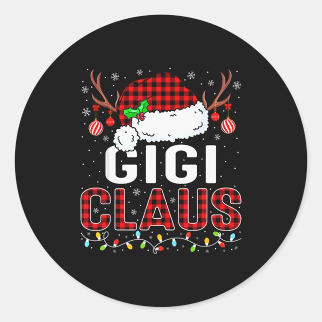 Sticker Rond Christmas Lights Gigi Claus Family Matching Xmas P (Devant)