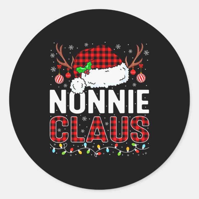 Sticker Rond Christmas Lights Nonnie Claus Family Matching Xmas (Devant)