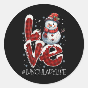 Sticker Rond Christmas Love Snowman Déjeuner Lady Life Fun Xmas