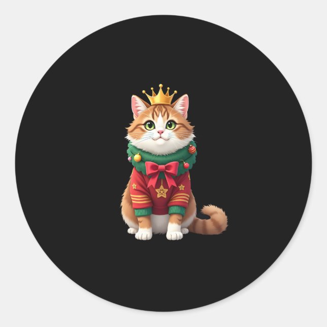 Sticker Rond Christmas Maine Coon American Longhair (1) (Devant)
