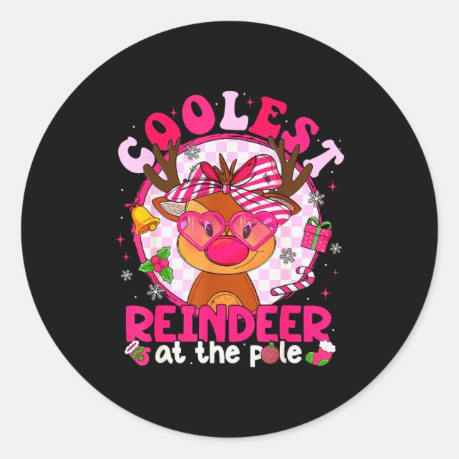 Sticker Rond Christmas Matching Family Cutest Reindeer At The L (Devant)