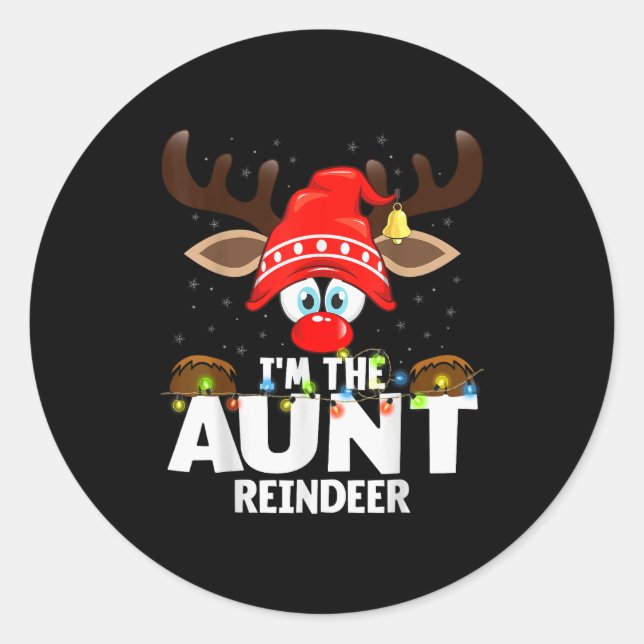 Sticker Rond Christmas Matching I'm The Aunt Reindeer  (Devant)