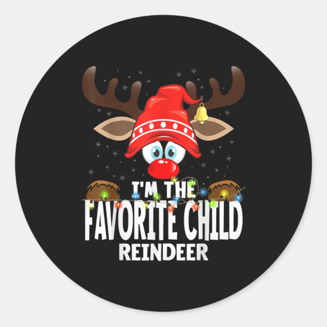 Sticker Rond Christmas Matching I'm The Favorite Child Reindeer (Devant)