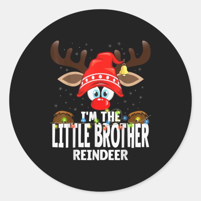 Sticker Rond Christmas Matching I'm The Little Brother Reindeer (Devant)