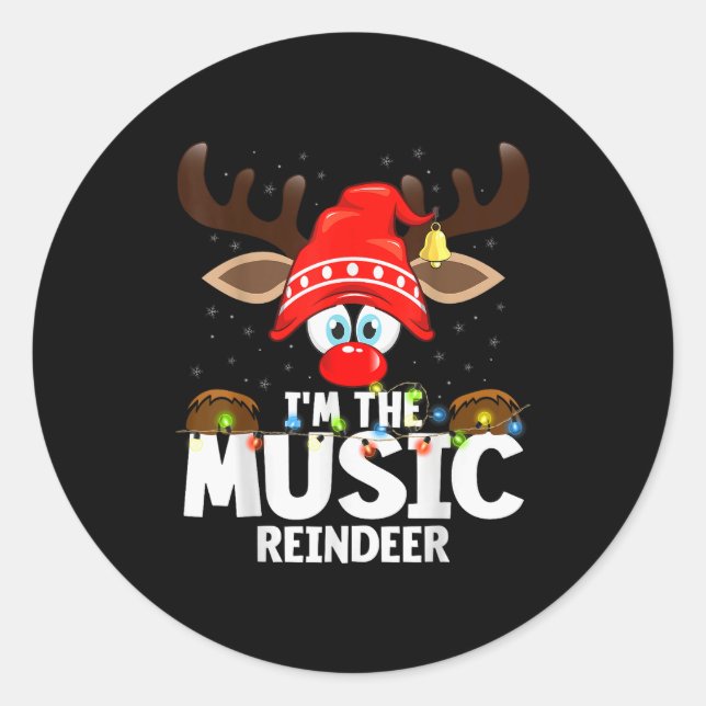 Sticker Rond Christmas Matching I'm The Music Reindeer  (Devant)