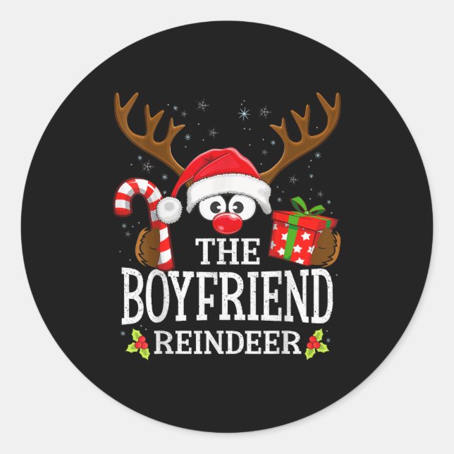 Sticker Rond Christmas Matching The Boyfriend Reindeer Family  (Devant)