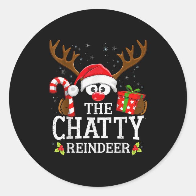 Sticker Rond Christmas Matching The Chatty Reindeer Family , Sm (Devant)