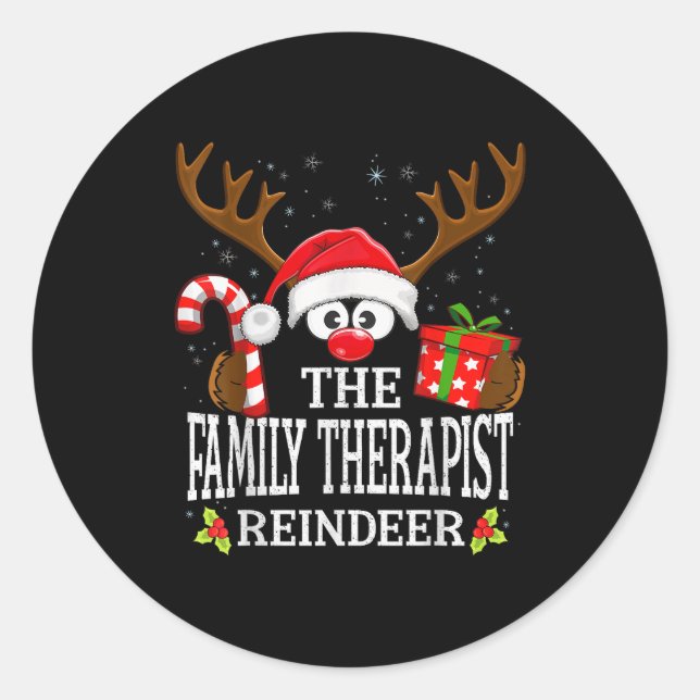 Sticker Rond Christmas Matching The Family Therast Reindeer Fam (Devant)